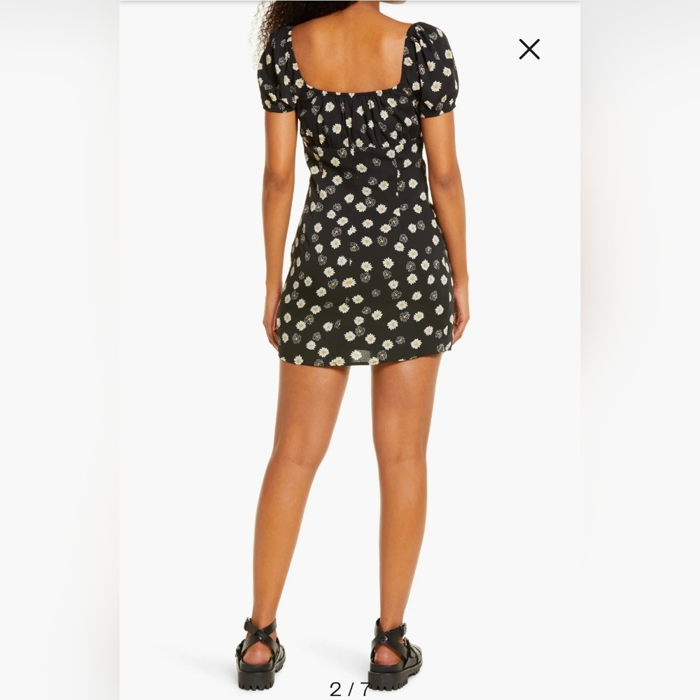 Bp Ditsy Floral Tie Front Minidress Medium - Picture 4 of 12